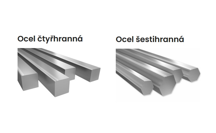 nerezová ocel - čtyřhranná, šestihranná